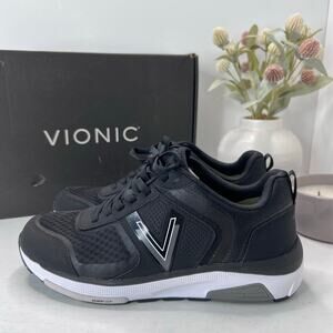 Vionic Walk Strider Lace Up Sneaker Black/Char Low Top Women's 9W Preloved